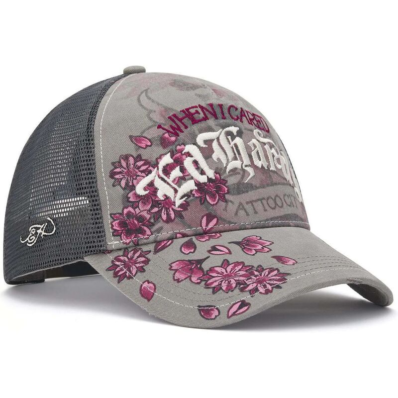 kapa-zaobljena-siva-snapback-floral-tattoo-city-vintage-wash-ed-hardy
