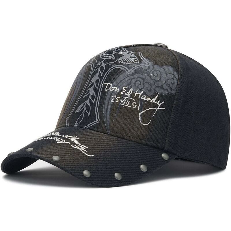 kapa-zaobljena-crna-podesiv-storming-rose-washed-ed-hardy