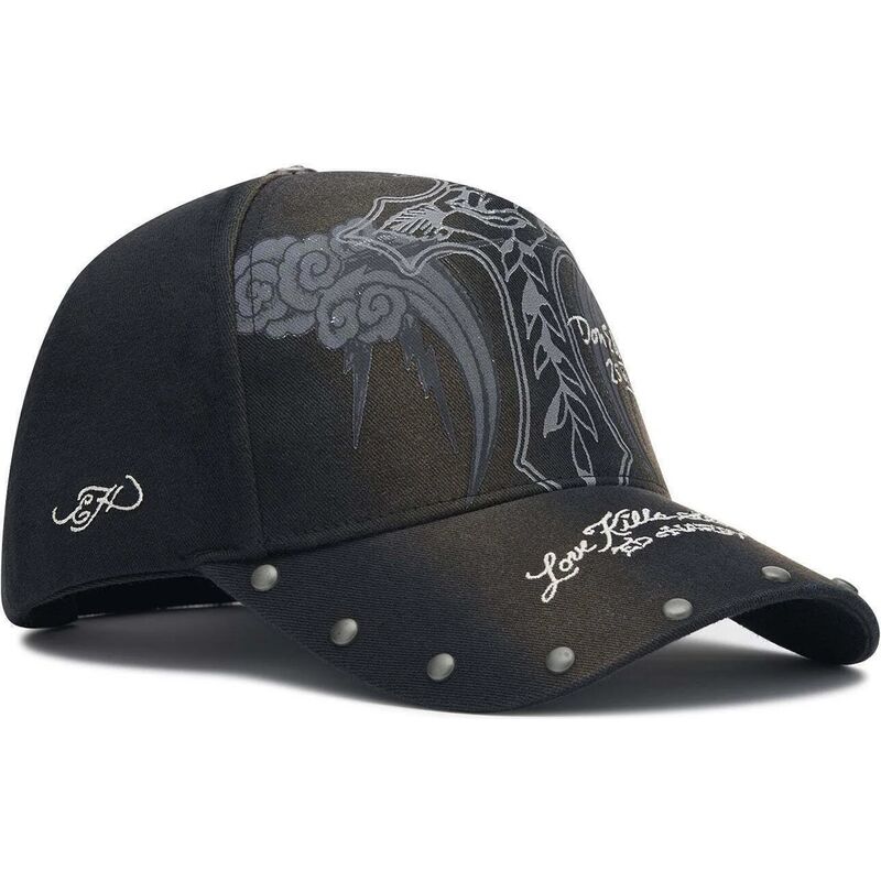 kapa-zaobljena-crna-podesiv-storming-rose-washed-ed-hardy