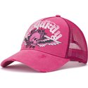 kapa-zaobljena-ruzicasta-snapback-flaming-gothic-skull-washed-ed-hardy