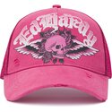 kapa-zaobljena-ruzicasta-snapback-flaming-gothic-skull-washed-ed-hardy