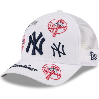Kapa zaobljena bijela snapback 9FORTY M-Crown A Frame All Over New York Yankees MLB New Era
