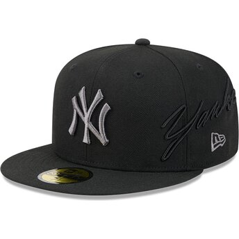 Kapa ravna crna prilagođena 59FIFTY Side Script New York Yankees MLB New Era