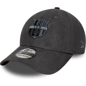 Kapa zaobljena siva prilagođena 39THIRTY Faux Suede FC Barcelona LALIGA New Era