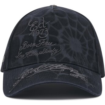 Kapa zaobljena crna snapback Spiderweb Ed Hardy