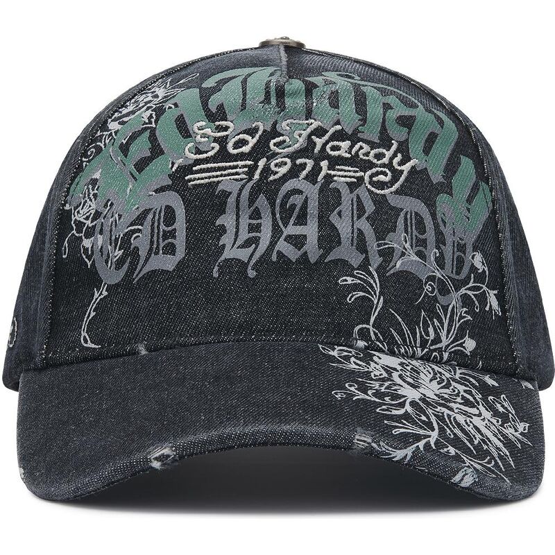 kapa-zaobljena-crna-podesiv-distressed-floral-gothic-ed-hardy