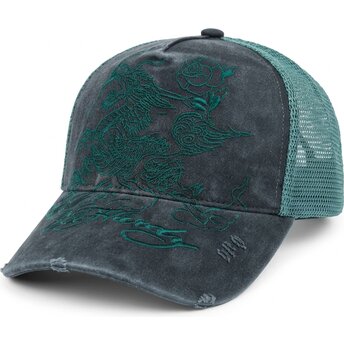 Kapa zaobljena crna snapback Outline Distressed Ed Hardy