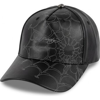 Kapa zaobljena crna podesiv Spiderweb PU Leather Ed Hardy
