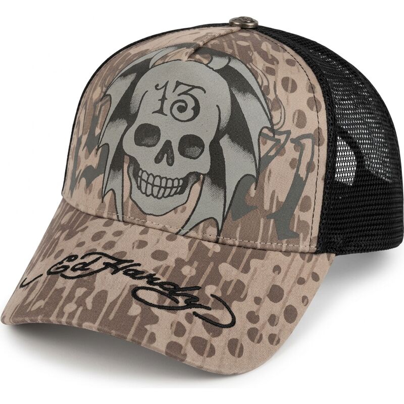 kapa-zaobljena-siva-snapback-13-skull-ed-hardy