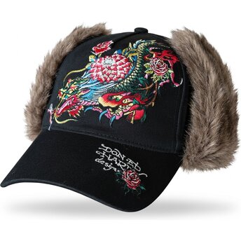 Kapa zaobljena crna prilagođena Crawling Trapper Ed Hardy
