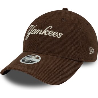Kapa zaobljena smeđa podesiv 9TWENTY Cord Script New York Yankees MLB New Era