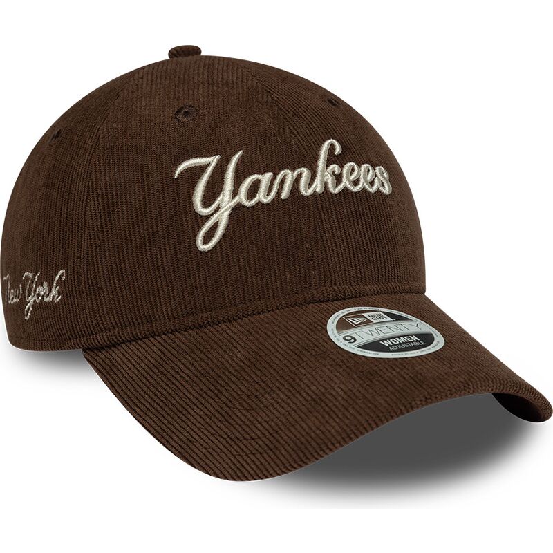 kapa-zaobljena-smeda-podesiv-9twenty-cord-script-new-york-yankees-mlb-new-era