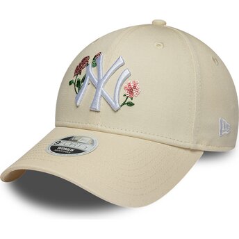Kapa zaobljena bež snapback 9FORTY Rose Sequin New York Yankees MLB New Era