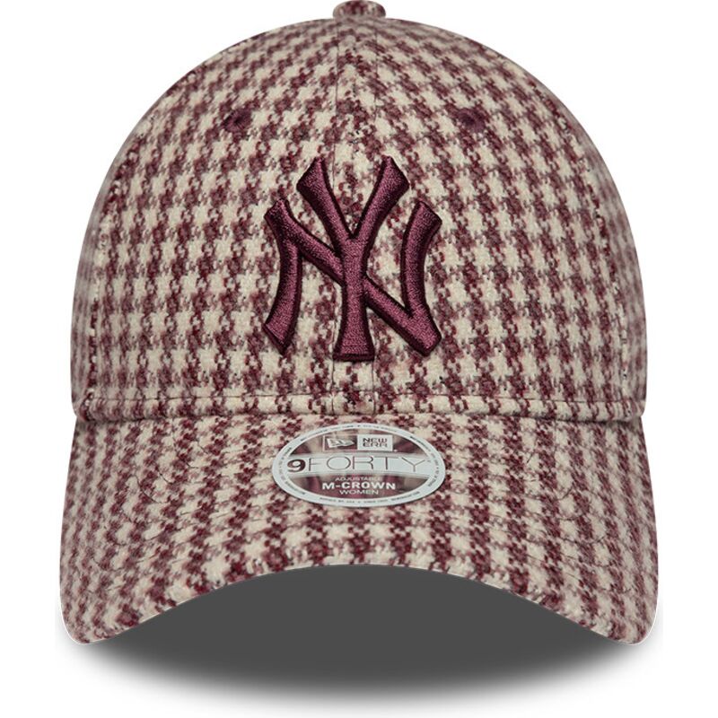 kapa-zaobljena-crvena-podesiv-9forty-m-crown-houndstooth-new-york-yankees-mlb-new-era