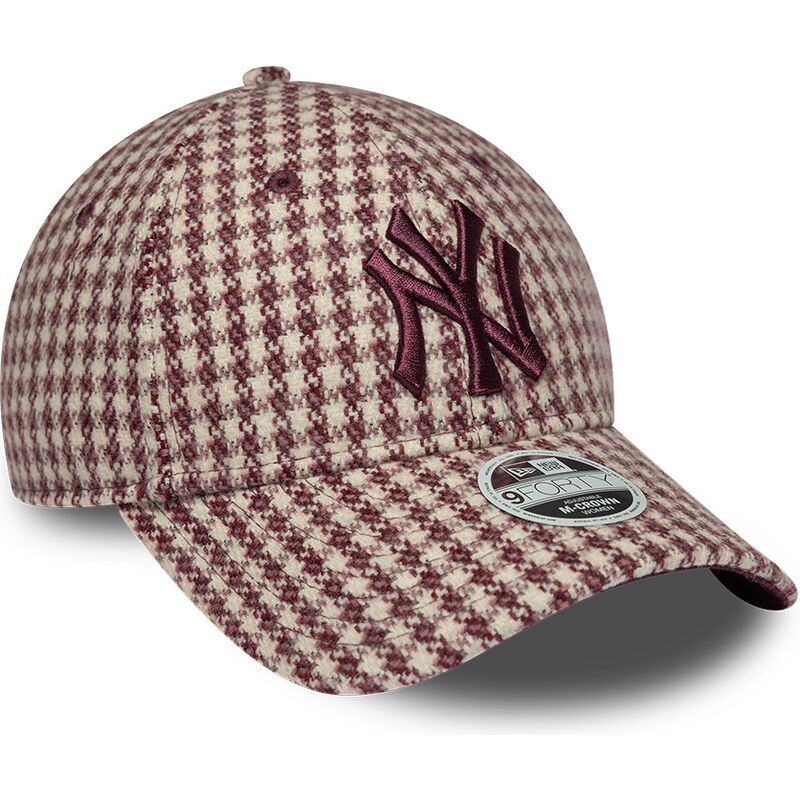 kapa-zaobljena-crvena-podesiv-9forty-m-crown-houndstooth-new-york-yankees-mlb-new-era