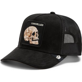 Kapa zaobljena crna snapback Suede Cancelled Skull Microsuede The Farm Goorin Bros.