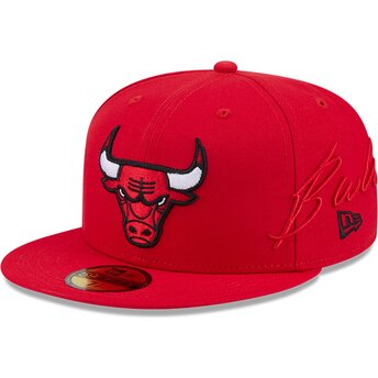Kapa ravna crvena prilagođena 59FIFTY Side Script Chicago Bulls NBA New Era