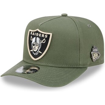 Kapa zaobljena zelena snapback 9FIFTY A Frame Precurved Side Pin Las Vegas Raiders NFL New Era