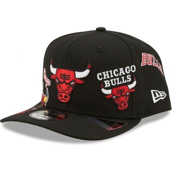 Kapa zaobljena crna snapback 9FIFTY A Frame Precurved Multi Patch Chicago Bulls NBA New Era