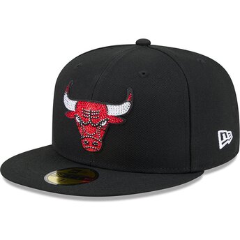Kapa ravna crna prilagođena 59FIFTY Rhinestone Badge Chicago Bulls NBA New Era