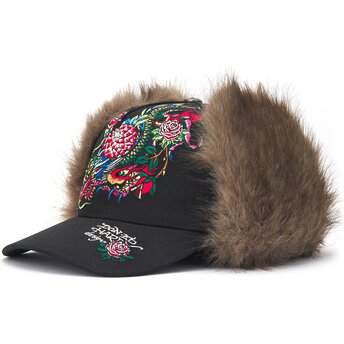 Kapa zaobljena crna prilagođena Crawling Trapper Ed Hardy