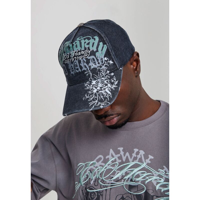 kapa-zaobljena-crna-podesiv-distressed-floral-gothic-ed-hardy