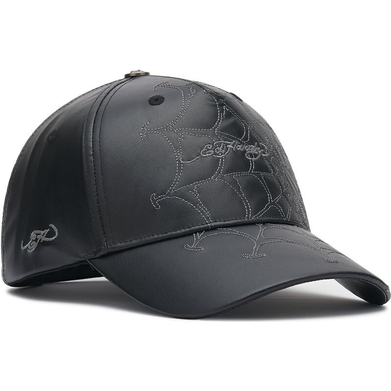 kapa-zaobljena-crna-podesiv-spiderweb-pu-leather-ed-hardy