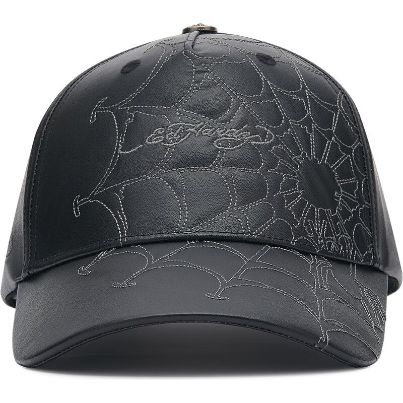 kapa-zaobljena-crna-podesiv-spiderweb-pu-leather-ed-hardy