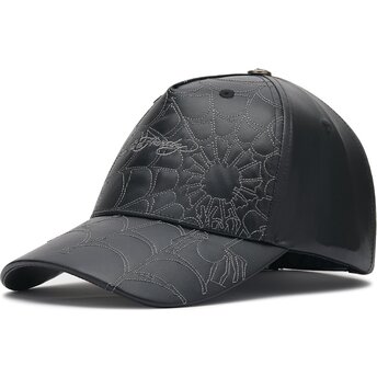 Kapa zaobljena crna podesiv Spiderweb PU Leather Ed Hardy
