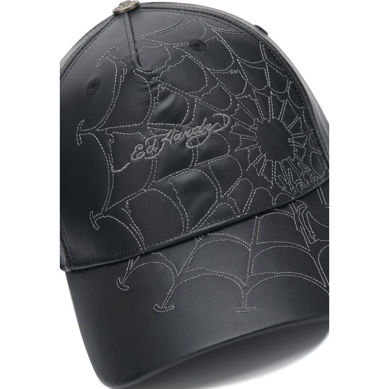 kapa-zaobljena-crna-podesiv-spiderweb-pu-leather-ed-hardy