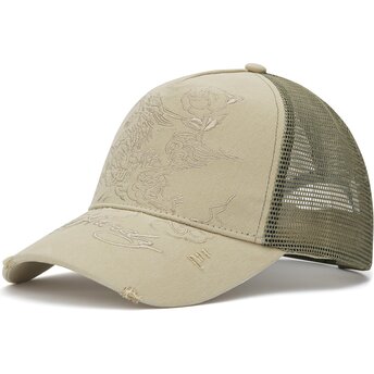 Kapa zaobljena kaki snapback Outline Ed Hardy