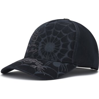 Kapa zaobljena crna snapback Spiderweb Ed Hardy
