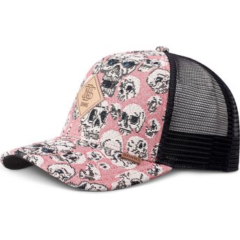 Kapa zaobljena ružičasta snapback HFT Crasy Sofa Skull Djinns