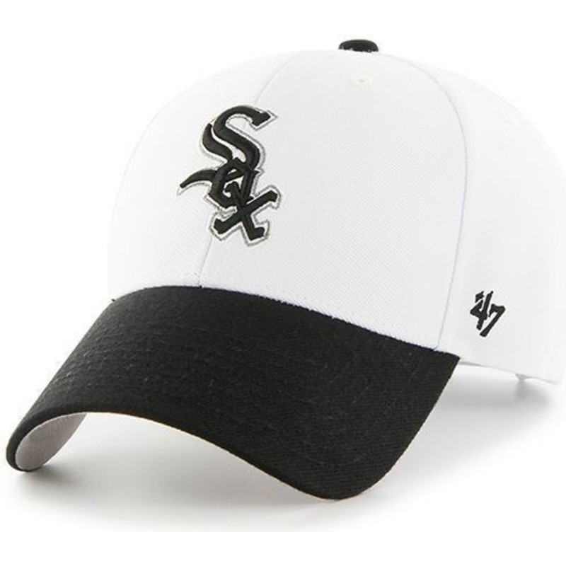 47-brand-curved-brim-mlb-chicago-white-sox-white-cap-with-black-visor