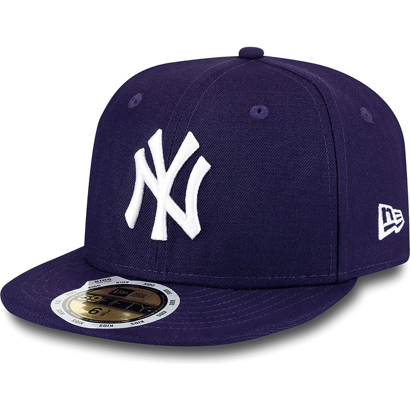 new-era-flat-brim-youth-59fifty-essential-new-york-yankees-mlb-purple-fitted-cap